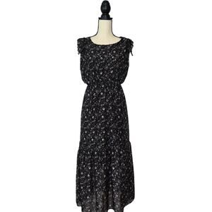 Le Ragazze Italy Silk Blend Floral Dress Smocked Blouson Tiered Chiffon Size L